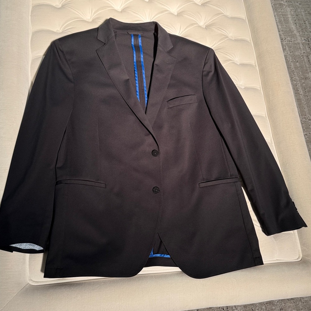 Mens Twillory Black Performance Blazer 46R Sport Coat 2 Button washable - Picture 2 of 9